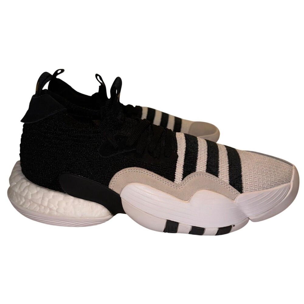 Adidas  Mens Size 9.5 Sneakers Trae Young 2.0 Basketball Knit Upper Black/White
